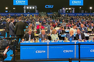 Blick auf den CSU Parteitag 2023 in München